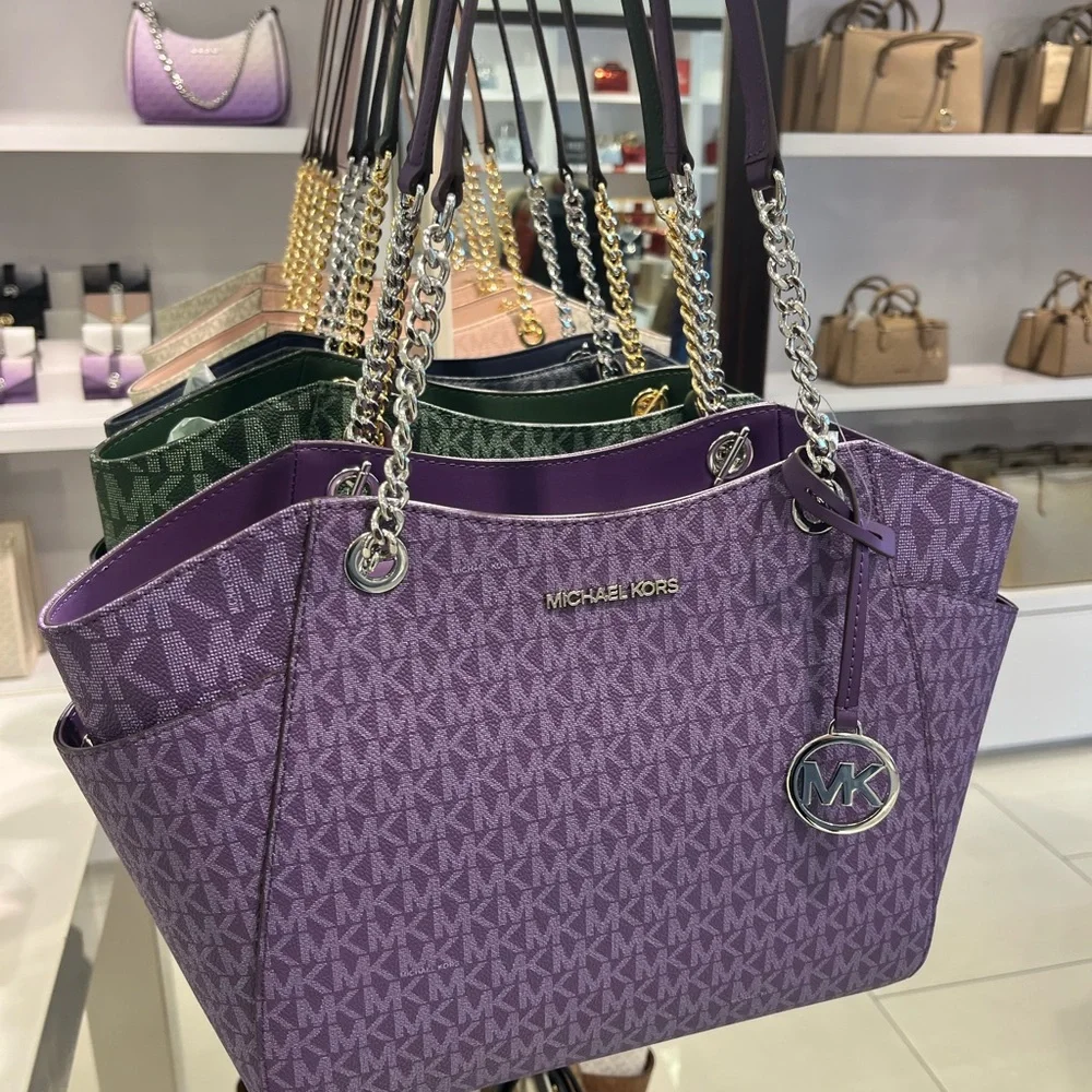 Michael Kors Dark Purple Shoulder Chain Tote_2